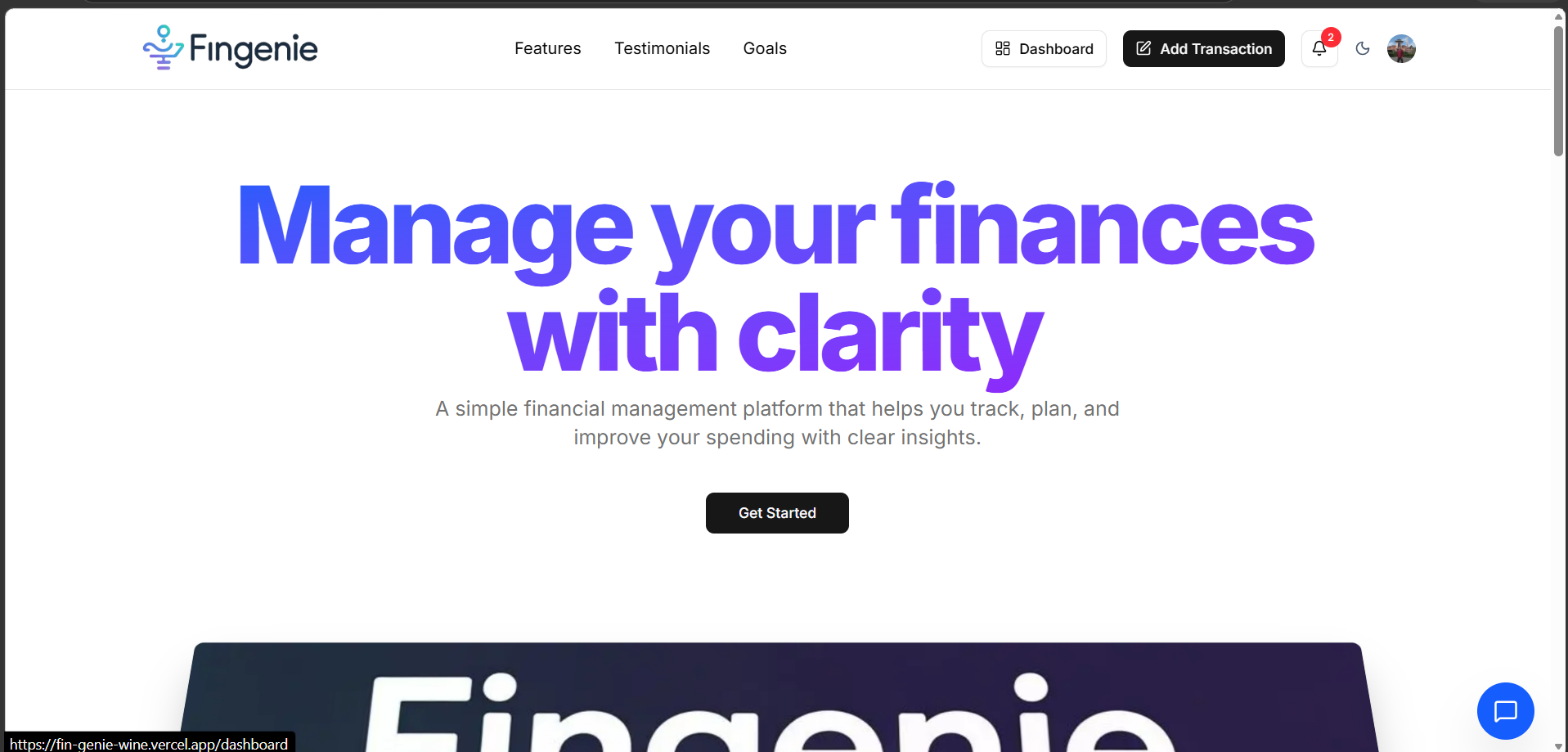 FinGenie home page