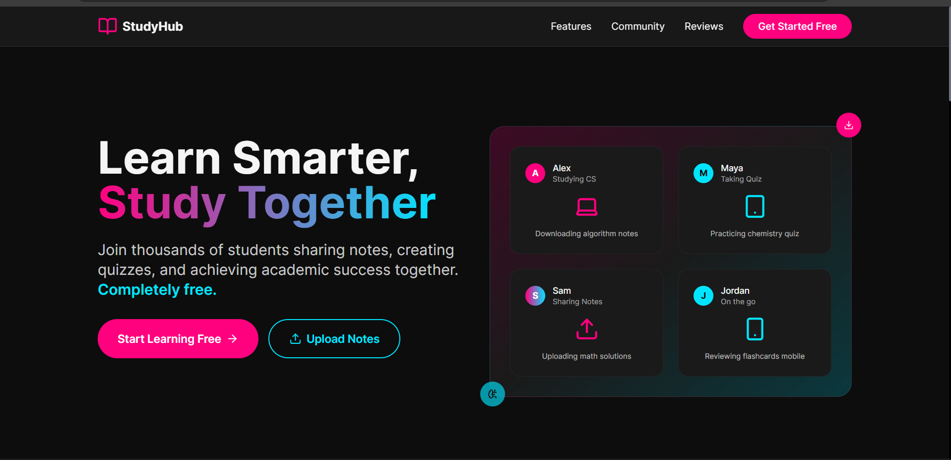 StudyHub home page