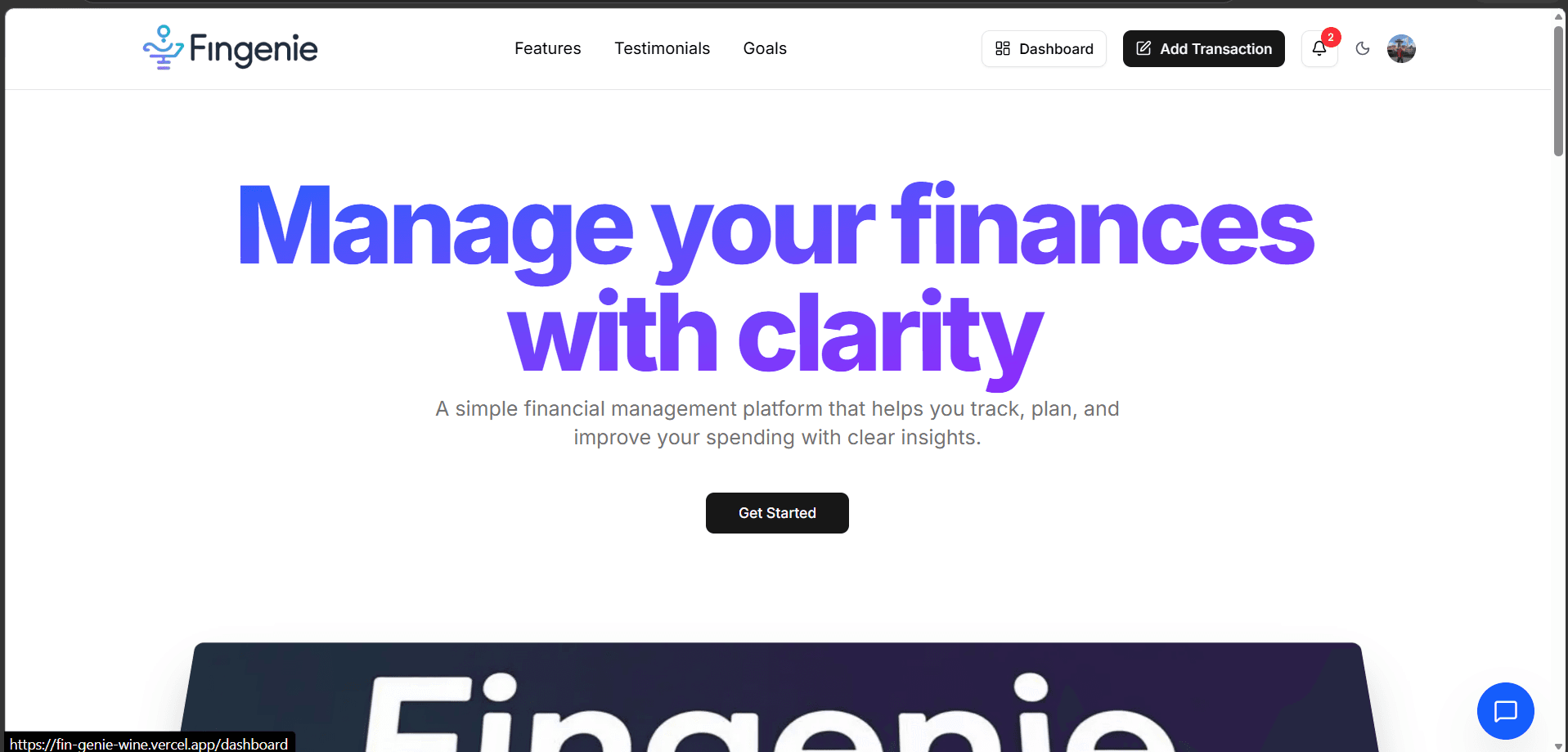 FinGenie home page